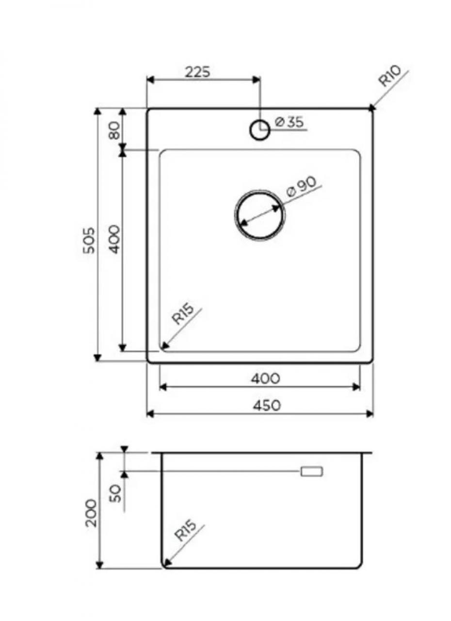 Врезная кухонная мойка 45 см OMOIKIRI Amadare 45-IN нержавеющая сталь