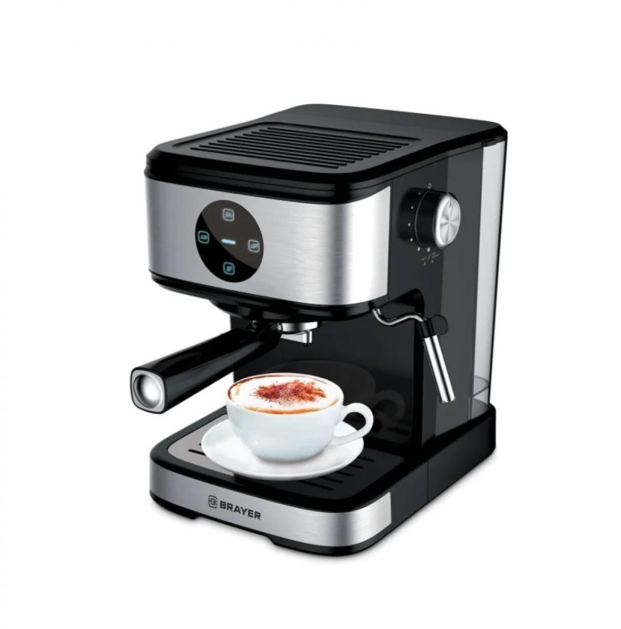 Кофеварка рожковая BRAYER BR1105, черный/серебристый
