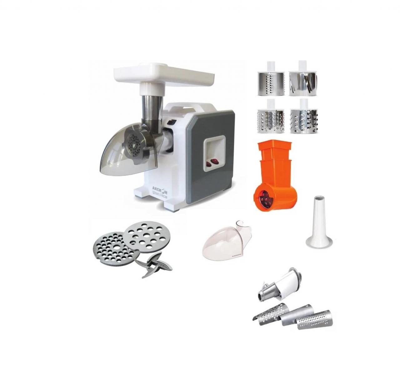 Мясорубка АКСИОН М43.04 белый/серый