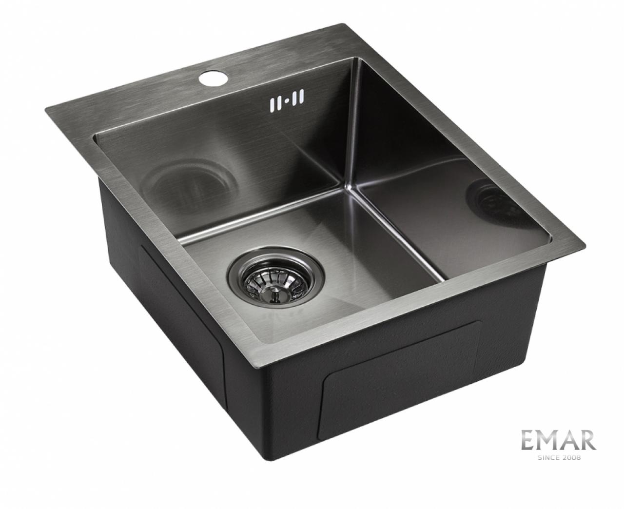 Мойка кухонная EMB-128A PVD Nano Dark вороненая сталь