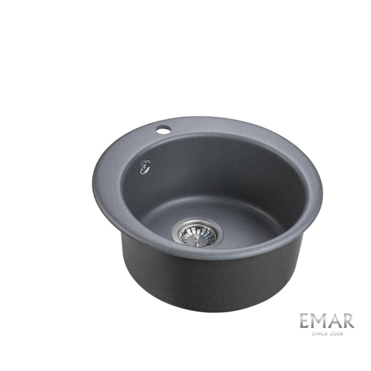 Врезная кухонная мойка 47.5 см, EMAR EMQ-1475. C антрацит