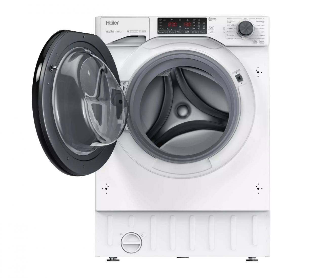 Стиральная машина с сушкой встраиваемая Haier HWDQ-90B416FWB-RU белый