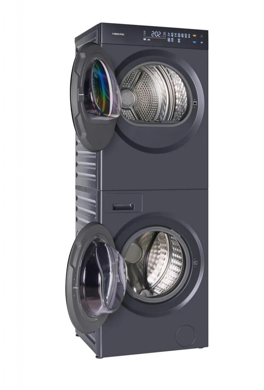 Стирально-сушильная инверторная машина HIBERG TURELLE i-10 Sd темно-серый