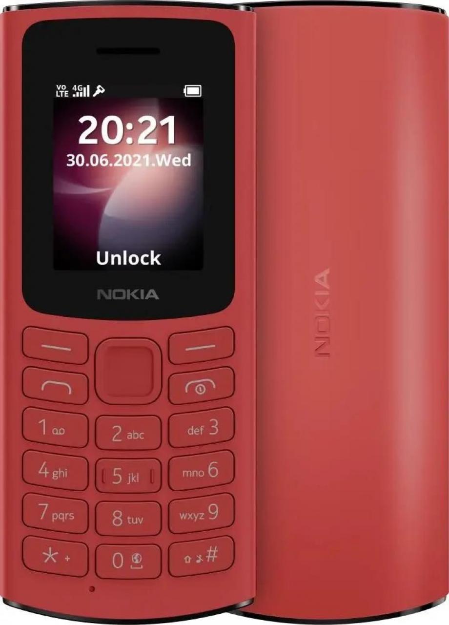 Кнопочный телефон Nokia 106 (TA-1564), Dual SIM, EAC (1GF019BPB1C01) красный