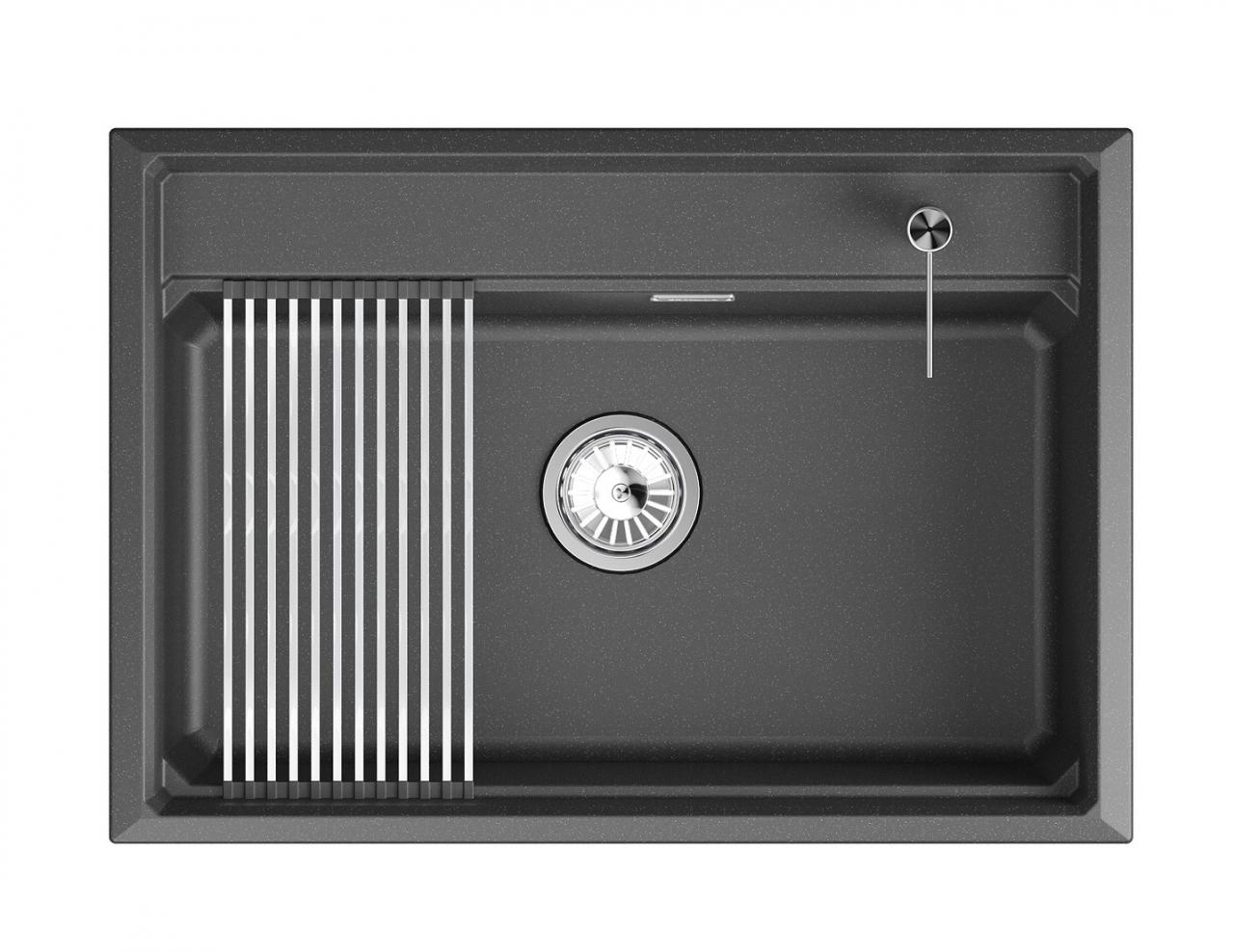 ухонная мойка GRANULA Kitchen Space в комплекте с Ролл-мат и дозатором KS-7301i черный