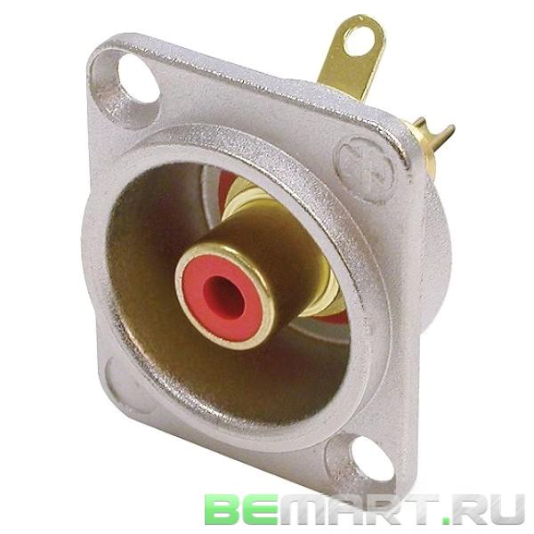 Панельный разъем RCA гнездо, тип-D, красный изолятор Neutrik NF2D-2