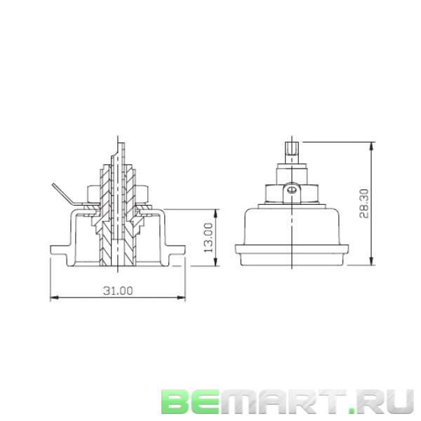 Панельный разъем RCA гнездо, тип-D, красный изолятор Neutrik NF2D-2