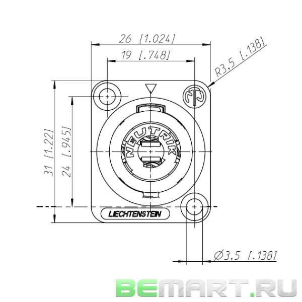 Панельный разъём Speakon 4-контактный, 30А Neutrik NL4MP-ST
