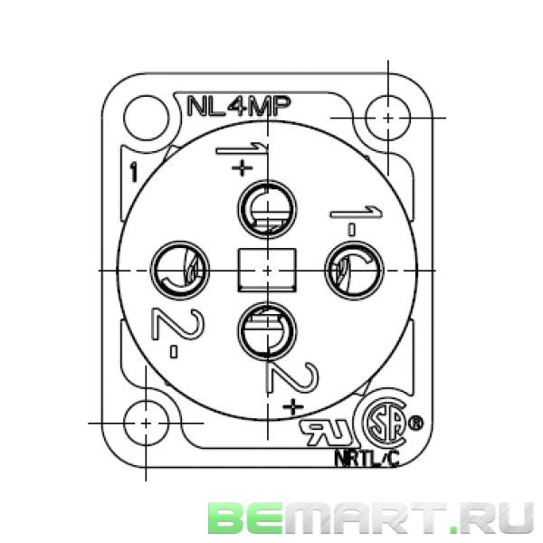 Панельный разъём Speakon 4-контактный, 30А Neutrik NL4MP-ST