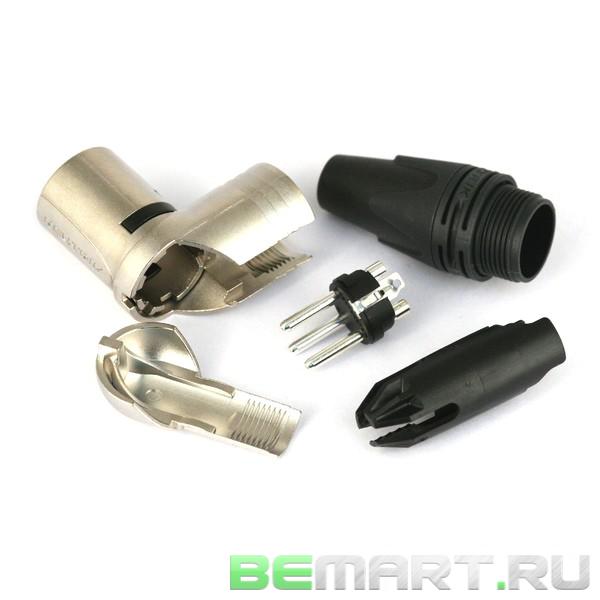 Кабельный разъем угловой XLR male, посеребренные контакты Neutrik NC3MRX