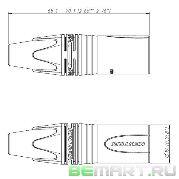 Кабельный разъем XLR male, позолоченные контакты Neutrik NC3MXX-B