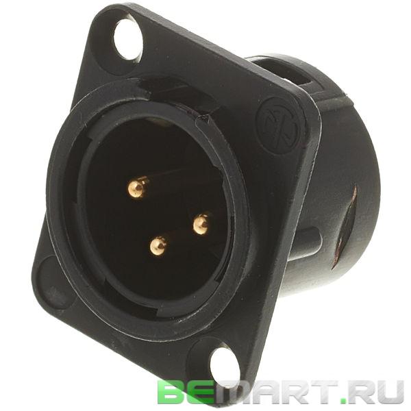 Панельный разъем XLR male, позолоченные контакты Neutrik NC3MD-L-B-1