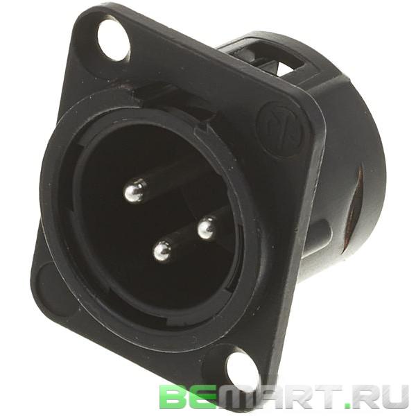 Панельный разъем XLR male, посеребренные контакты Neutrik NC3MD-L-BAG-1