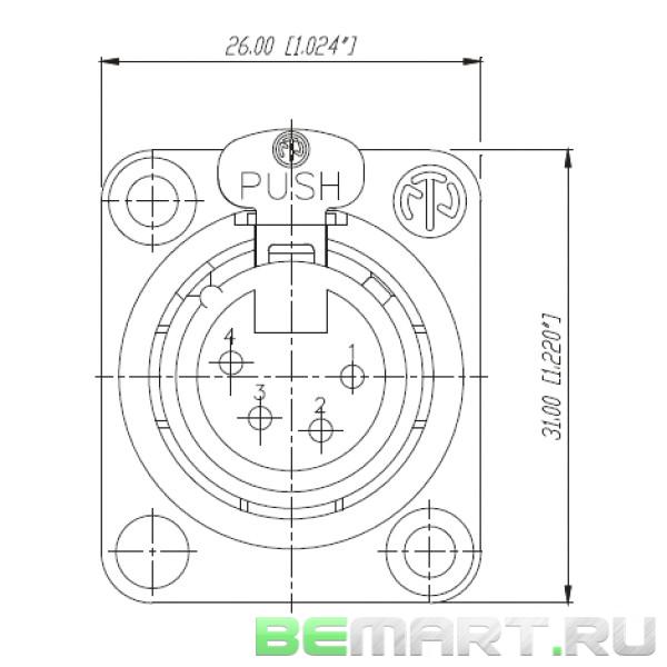 Панельный разъем XLR female 4 контакта Neutrik NC4FD-L-1
