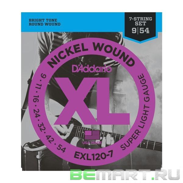 Струны для 7-ми струнной электрогитары D'Addario EXL120-7