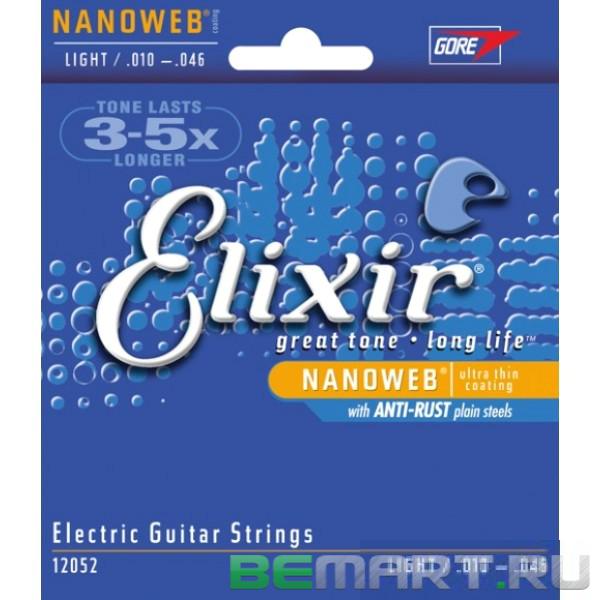 Струны для электрогитары Elixir 12052 Nanoweb ANTI-RUST Light