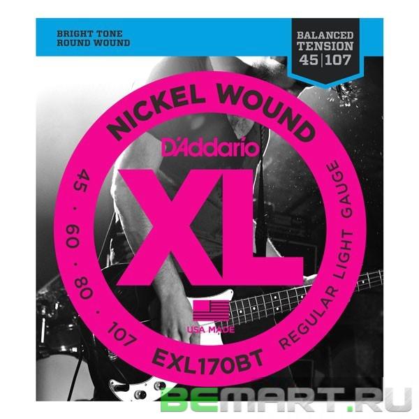 Струны для 4-х струнной бас гитары D'Addario EXL170BT Balanced Tension Regular Light